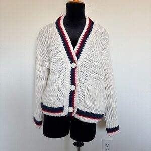 Zara Chunky Knit Collegiate V-Neck Cardigan